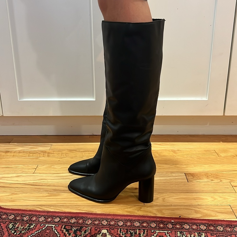 Black Leather Women's Boots - Picture 2 of 6